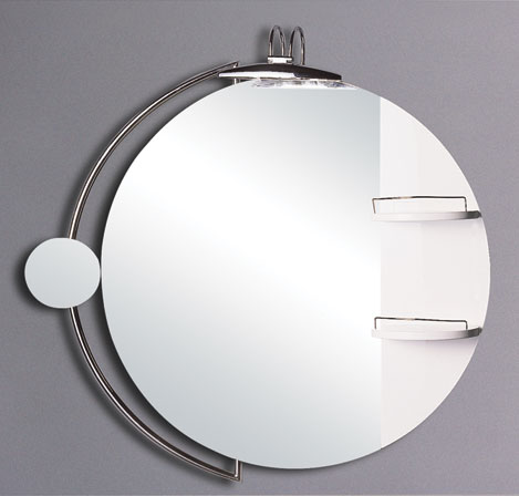 Larger image of Reflections Derby illuminated bathroom mirror with shelves.  840x800mm.