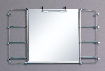 Larger image of Reflections Durham illuminated bathroom mirror with shelves. 1200x700mm.