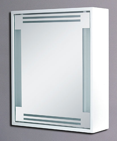 Larger image of Reflections Evesham bathroom cabinet with strip lights. 460x560mm.