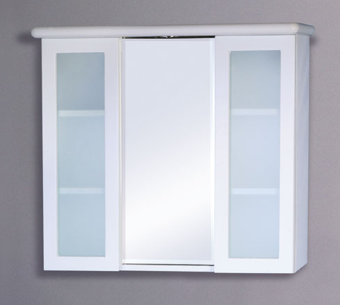 Larger image of Reflections Mahon bathroom cabinet with light.  680x600mm.