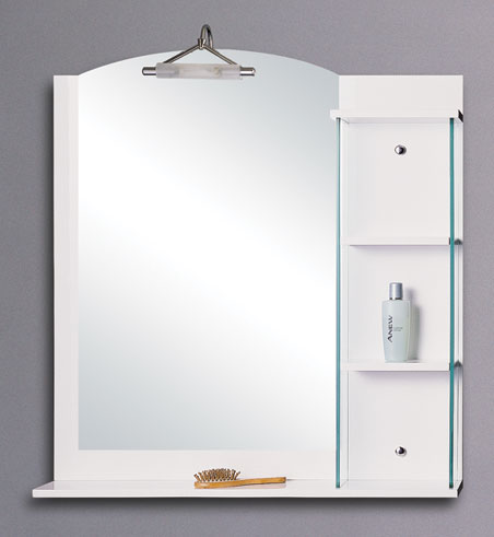 Larger image of Reflections Oxford illuminated bathroom mirror with shelves. 820x900mm.