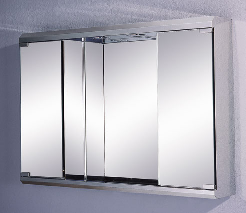Larger image of Reflections Powys stainless steel bathroom cabinet & light. 800x550mm.
