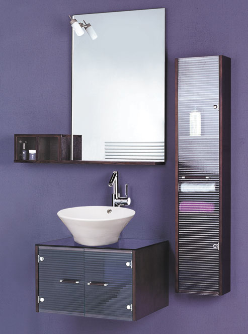 Larger image of Reflections Stone complete wall hung vanity unit set.