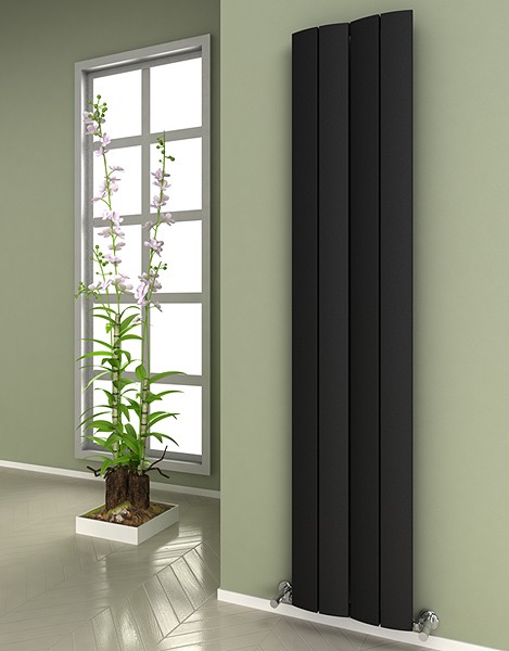 Larger image of Reina Radiators Evago Vertical Radiator (Black). 225x1800mm. 1775 BTU.