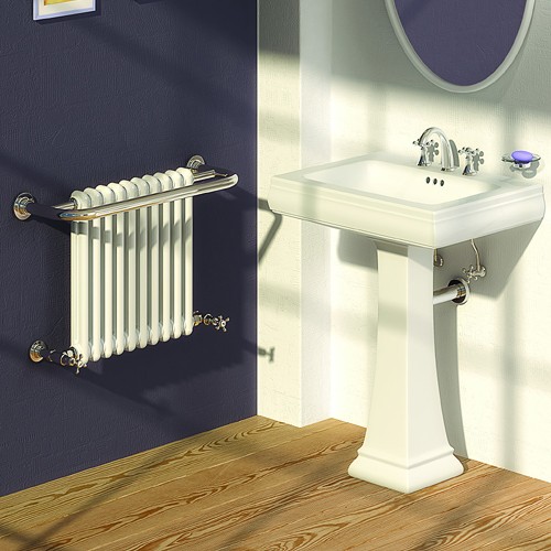 Example image of Reina Radiators Camden Traditional Towel Radiator (Chrome). 770x508mm.