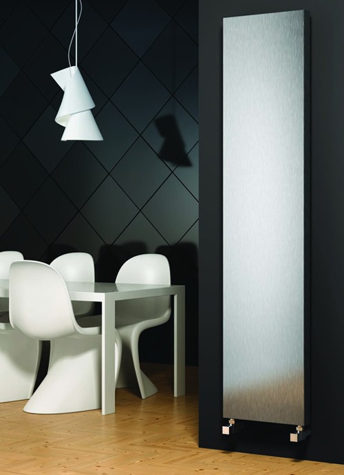 Larger image of Reina Radiators Juno Vertical Radiator (Satin Stainless Steel). 300x1500.