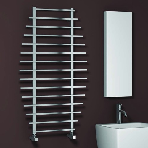 Larger image of Reina Radiators Enna Towel Radiator (Satin Stainless Steel). 1200x700.