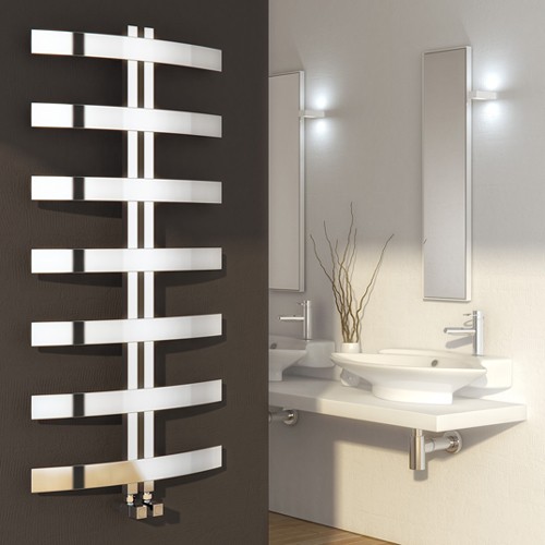 Larger image of Reina Radiators Riesi Towel Radiator (Stainless Steel). 1200x600mm.