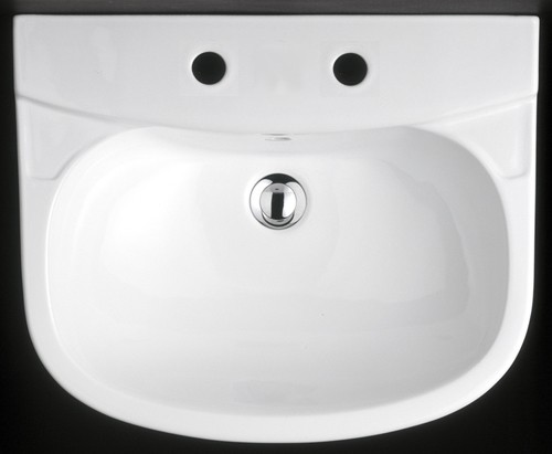 Example image of RAK Amy 2 Tap Hole Basin & Pedestal. 550mm.