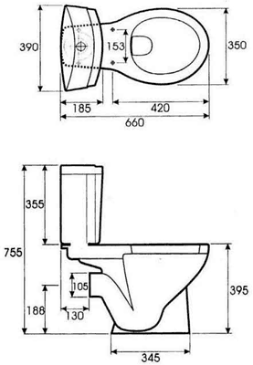 Technical image of RAK Amy 4 Piece Bathroom Suite With 1 Tap Hole Basin.