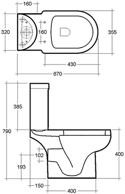 Technical image of RAK Charlton 4 Piece Bathroom Suite With 1 Tap Hole Basin.