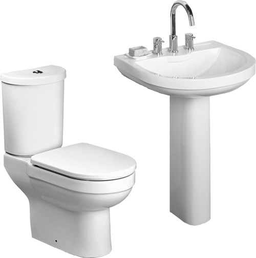 Larger image of RAK Charlton 4 Piece Bathroom Suite With 3 Tap Hole Basin.