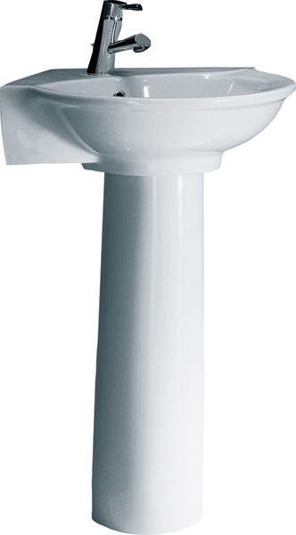 Larger image of RAK Evolution 1 Tap Hole Corner Basin And Pedestal. 595mm.