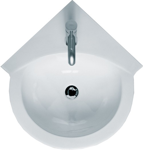 Example image of RAK Evolution 1 Tap Hole Corner Basin And Pedestal. 595mm.