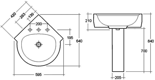 Technical image of RAK Evolution Corner Bathroom Suite With Bath (1750x750mm).