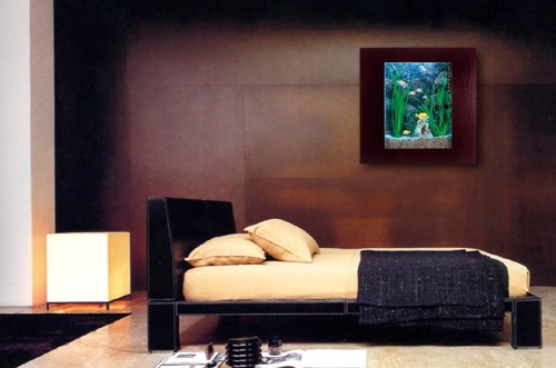 Example image of Relaxsea Compact Wall Hung Aquarium With Ash Frame. 600x600x120mm.