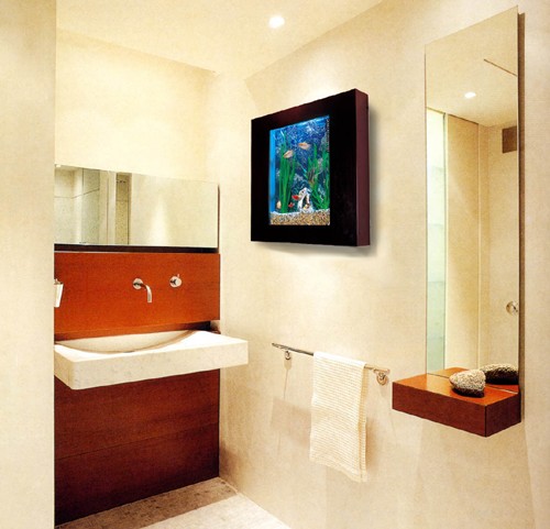 Example image of Relaxsea Compact Wall Hung Aquarium With Ash Frame. 600x600x120mm.