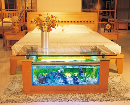 Example image of Relaxsea Combo Coffee Table Aquarium With Oak Frame. 1200x650x550mm.