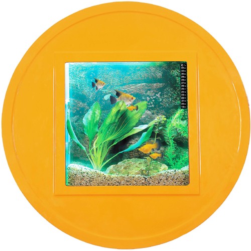 Larger image of Relaxsea Halo Wall Hung Aquarium With Orange Frame. 800x800x160mm.