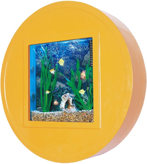 Example image of Relaxsea Halo Wall Hung Aquarium With Orange Frame. 800x800x160mm.
