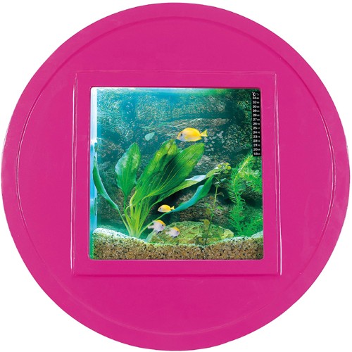 Larger image of Relaxsea Halo Wall Hung Aquarium With Pink Frame. 800x800x160mm.