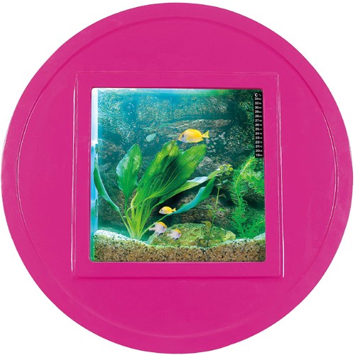 Larger image of Relaxsea Halo Wall Hung Aquarium With Pink Frame. 800x800x160mm.