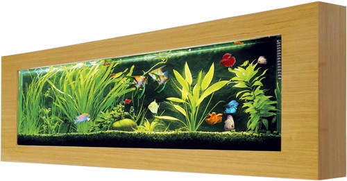 Example image of Relaxsea Ideal Wall Hung Aquarium With Oak Frame. 2000x600x160mm.