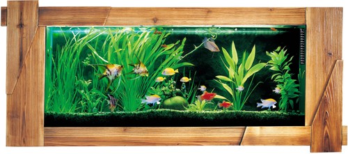 Larger image of Relaxsea Organic Wall Hung Aquarium With Hard Wood Frame. 1500x600mm.