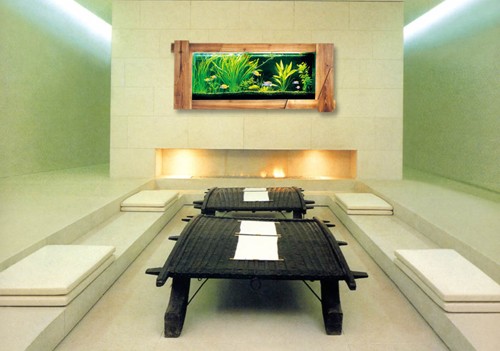 Example image of Relaxsea Organic Wall Hung Aquarium With Hard Wood Frame. 1500x600mm.