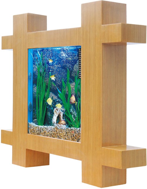 Example image of Relaxsea Vogue Wall Hung Aquarium With Oak Frame. 800x800x120mm.