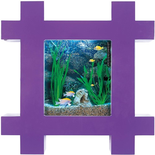 Larger image of Relaxsea Vogue Wall Hung Aquarium With Purple Frame. 800x800x120mm.