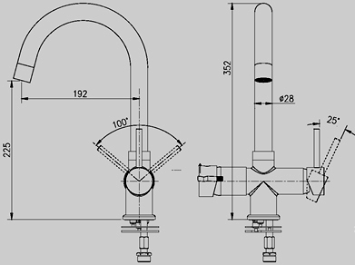 Technical image of Redring Instant Boiling Hot Water & Cold Water Kitchen Tap (Chrome). BOIL1.