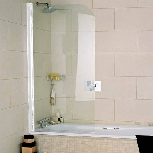 Larger image of Roman Collage Curved Bath Screen (810x1500mm, White).