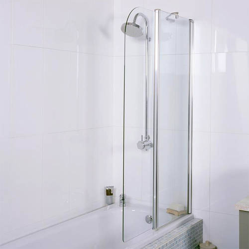 Larger image of Roman Collage Folding Curved Bath Screen (930x1500, Silver).