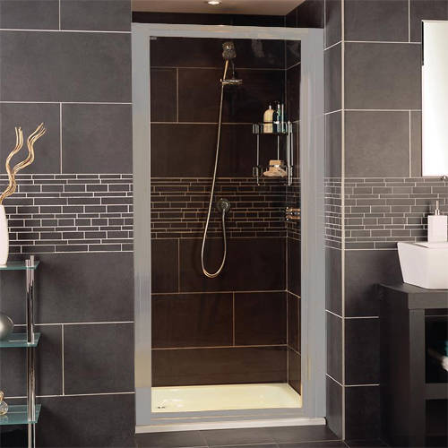 Larger image of Roman Collage Pivot Shower Door (900x1830mm, White).