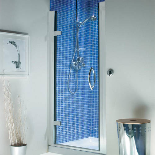 Larger image of Roman Collage Hinged Shower Door With 8mm Glass (1000x1830, White).