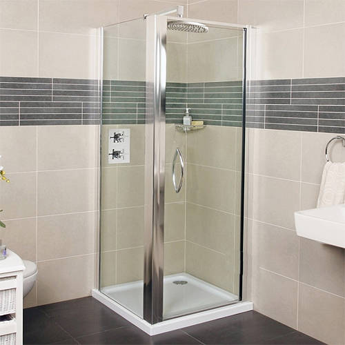 Larger image of Roman Collage Shower Enclosure With Pivot Door (760x700mm, Silver).
