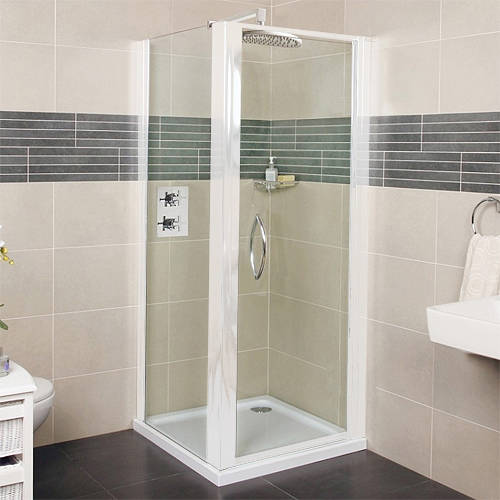 Larger image of Roman Collage Shower Enclosure With Pivot Door (760x760mm, White).