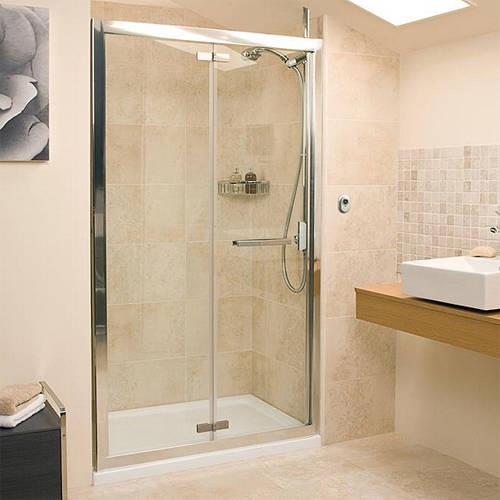 Larger image of Roman Embrace Bi-Fold Shower Door (1200mm, Silver Frame).