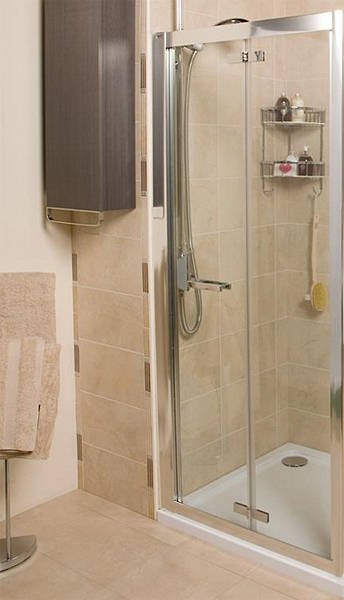 Larger image of Roman Embrace Bi-Fold Shower Door (800mm, Silver Frame).