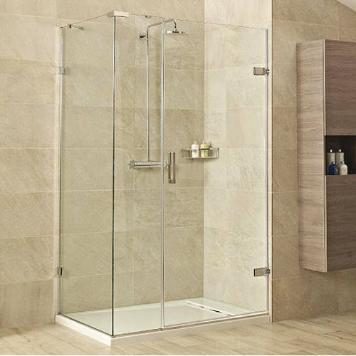 Larger image of Roman Liber8 Shower Enclosure With Hinged Door (1400x900, Nickel).