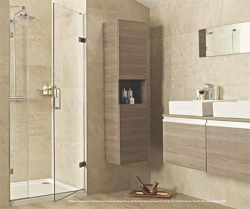 Example image of Roman Liber8 Hinged Shower Door With One In-Line Panel (760, Chrome).