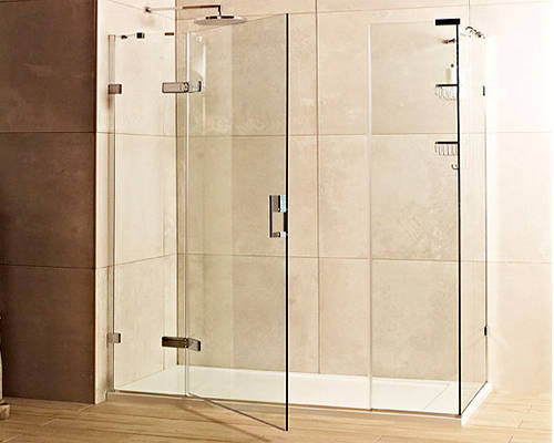 Larger image of Roman Liber8 Shower Enclosure With Hinged Door (1600x800, Nickel).