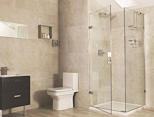 Example image of Roman Liber8 Frameless Shower Enclosure With Hinged Door (800x1000mm).