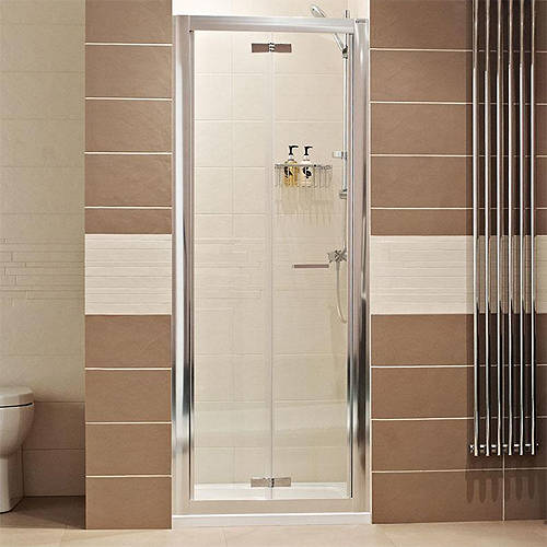 Larger image of Roman Lumin8 Bi-Fold Shower Door (800mm, Silver Frame).