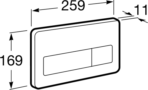Technical image of Roca Panels PL3 Vandal Proof Dual Flush Operating Panel (OLD, Stainless Steel).