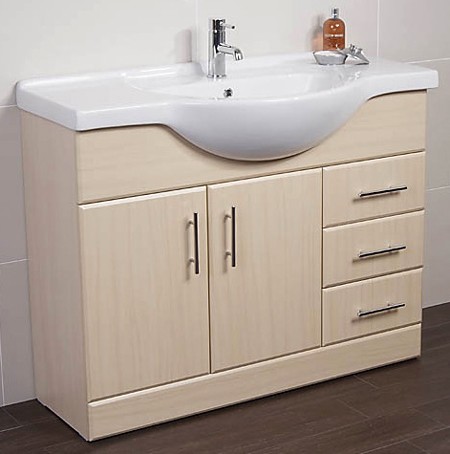 Example image of Roma Furniture 1050mm Beech Vanity Unit, Ceramic Basin, Fully Assembled.
