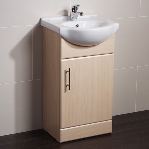 Example image of Roma Furniture 450mm Beech Vanity Unit, Ceramic Basin, Fully Assembled.