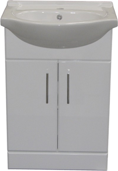 Example image of Roma Furniture 550mm White Vanity Unit, Ceramic Basin, Fully Assembled.