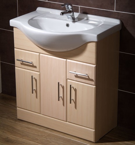 Example image of Roma Furniture 750mm Beech Vanity Unit, Ceramic Basin, Fully Assembled.